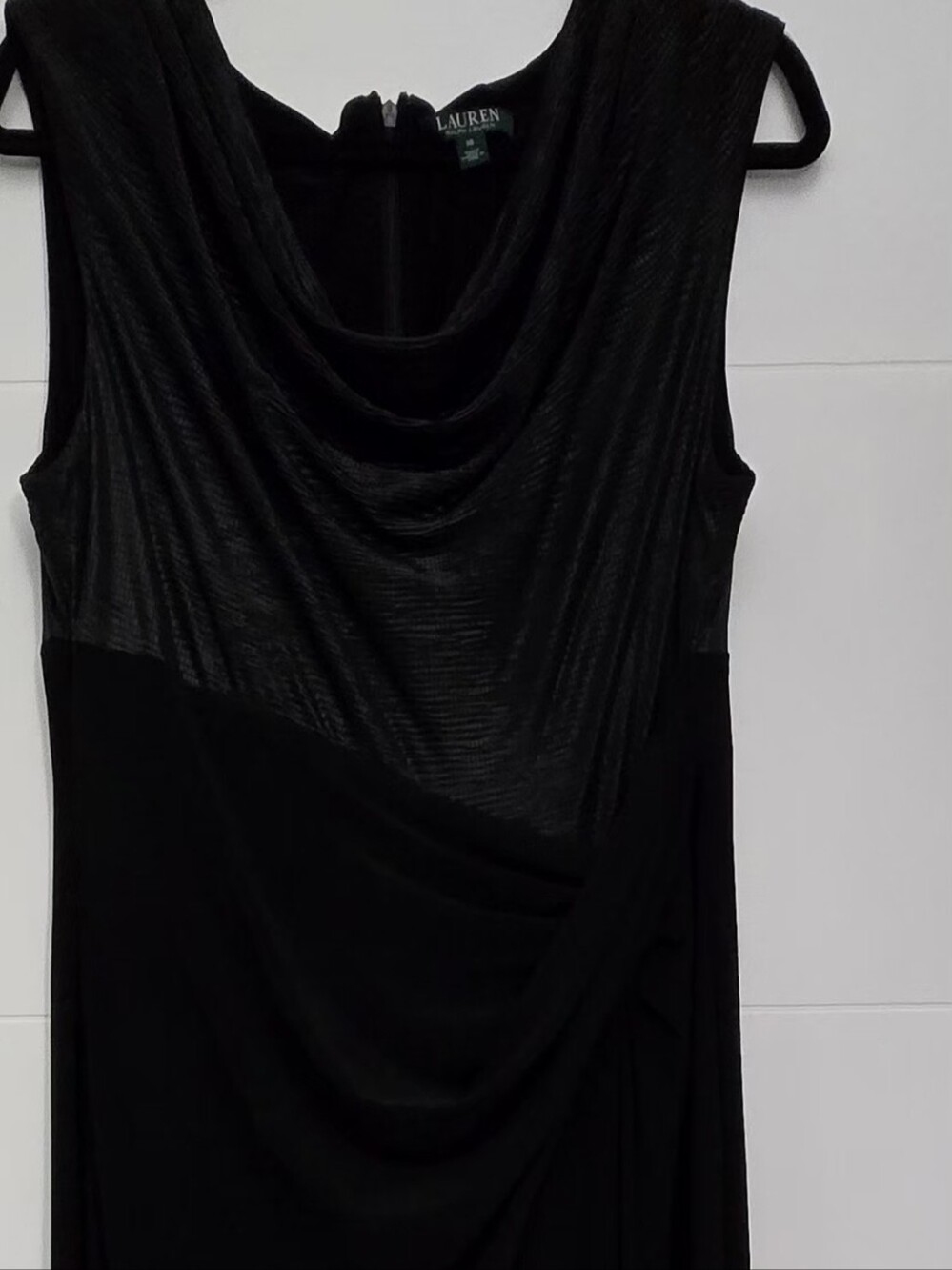 Lauren Ralph Lauren Black Textured Cowl Neck Gown Size 16